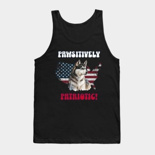 4th of July Independence Day Patriotic Siberian Husky Funny Design for Dog Lovers Tank Top